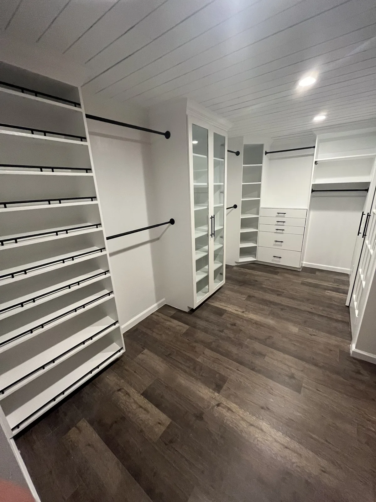 Finished closet from a wide angle
