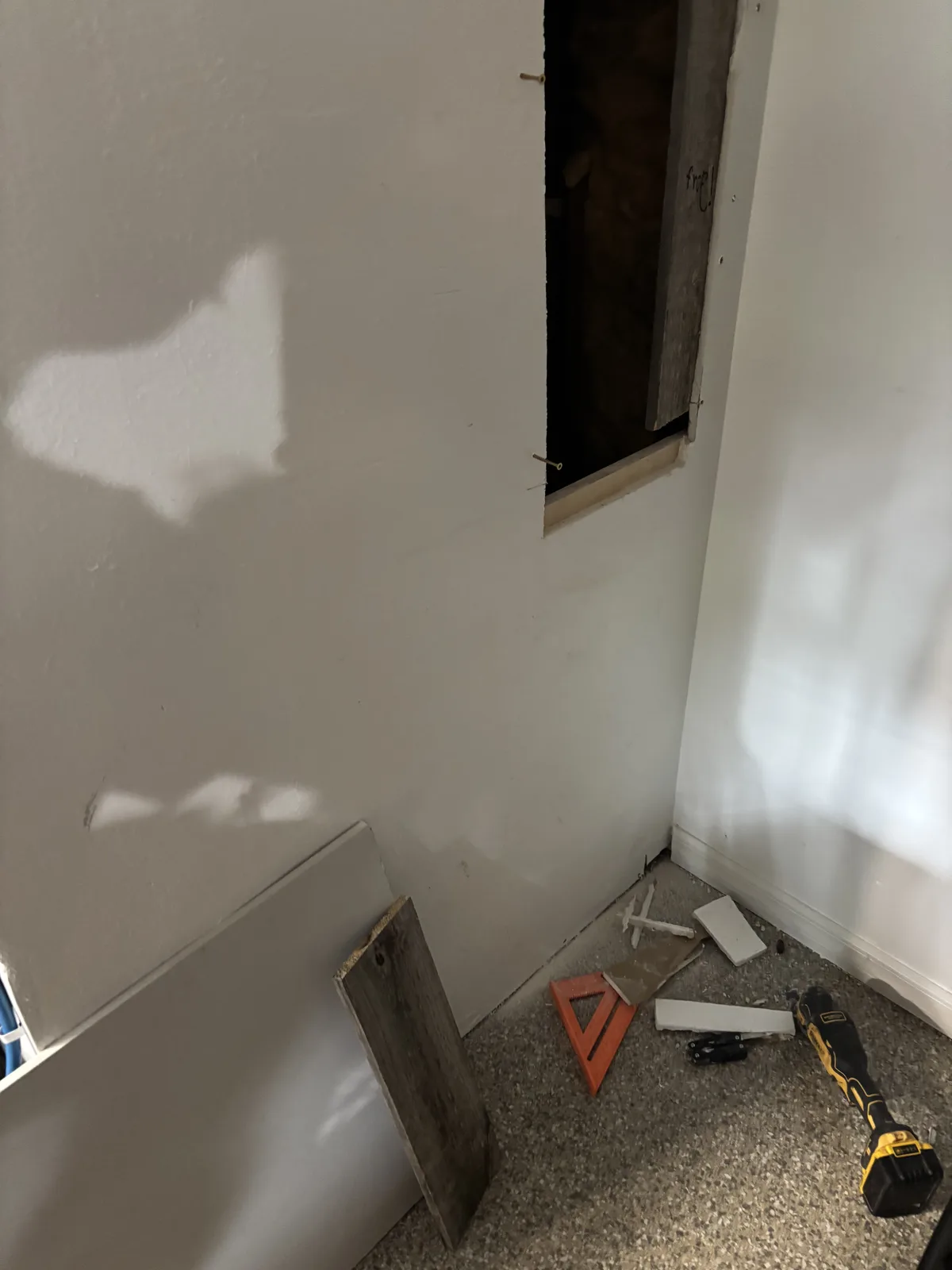 Additional wall repair before final paint
